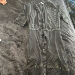 Elegant Black Lace Trim Dress